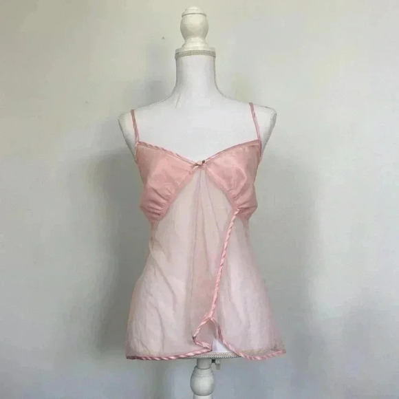 Light pink mesh cami top. - Picture 1 of 4